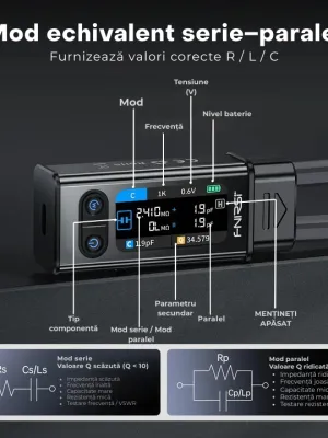 Tester LCR digital portabil cu pensetă, identificare automată – FNIRSI LCR-ST2 Plus