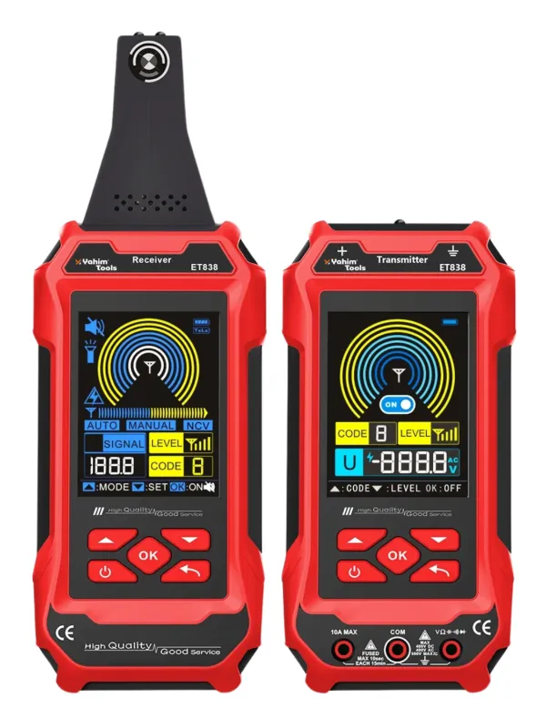 Produs Localizator Cabluri Subterane & Pereți 2m – ET838 3-în-1 · Multimetru 60.000 Conturi + Tester Rețea RJ45 Imagine