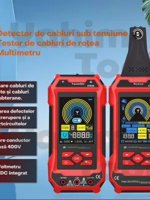 Localizator Cabluri Subterane & Pereți 2m – ET838 3-în-1 · Multimetru 60.000 Conturi + Tester Rețea RJ45