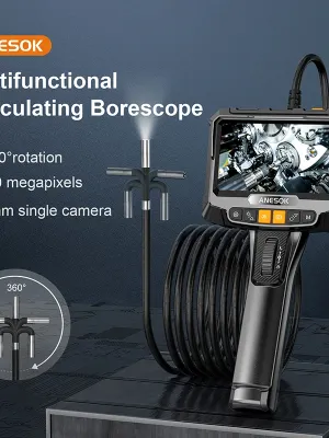 Boroscop Industrial Articulat 360° S10, Cameră 3.9mm, 2MP, Ecran IPS 5" Full HD