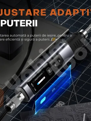 Stație de lipit FNIRSI HS-02B Max, 100W, USB-C, cu trusă și 3 vârfuri, încălzire rapidă